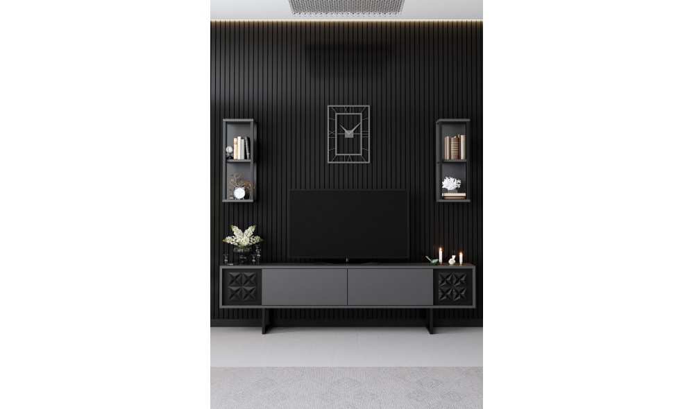 Unitate TV, Black Line, AntracitNegru, 180 x 18 x 30 cm