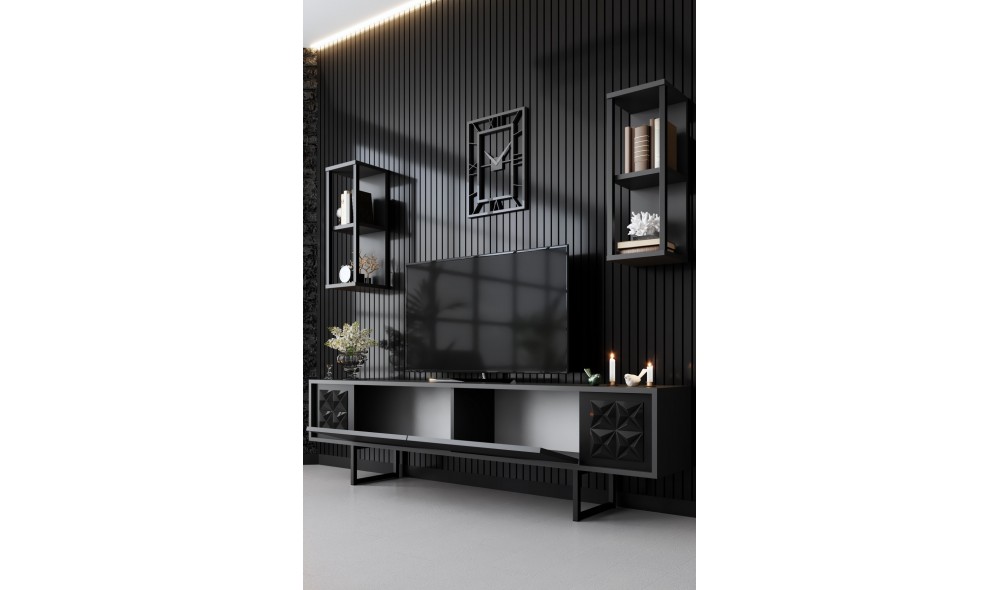 Unitate TV, Black Line, AntracitNegru, 180 x 18 x 30 cm