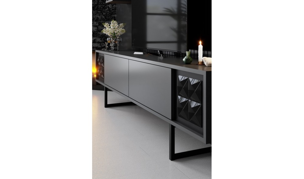 Unitate TV, Black Line, AntracitNegru, 180 x 18 x 30 cm