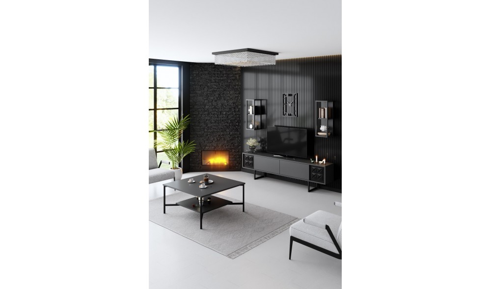 Unitate TV, Black Line, AntracitNegru, 180 x 18 x 30 cm