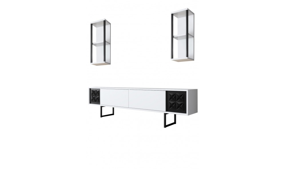 Unitate TV, Black Line, AlbNegru, 180 x 18 x 30 cm