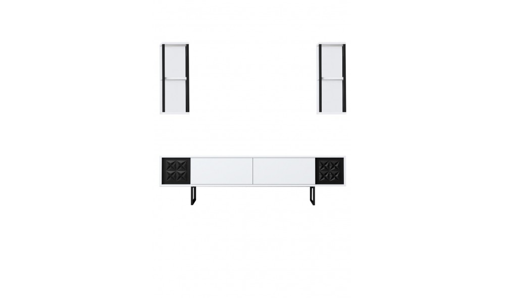 Unitate TV, Black Line, AlbNegru, 180 x 18 x 30 cm