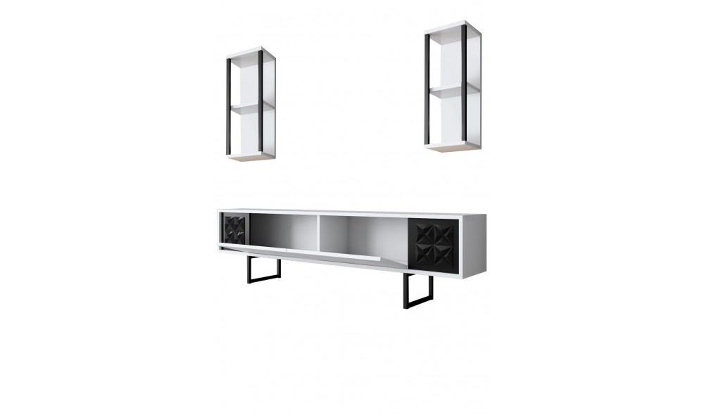 Unitate TV, Black Line, AlbNegru, 180 x 18 x 30 cm