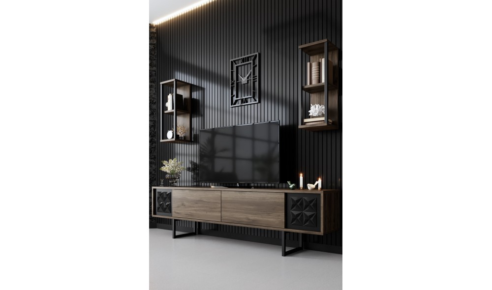 Unitate TV, Black Line, NucNegru, 180 x 18 x 30 cm