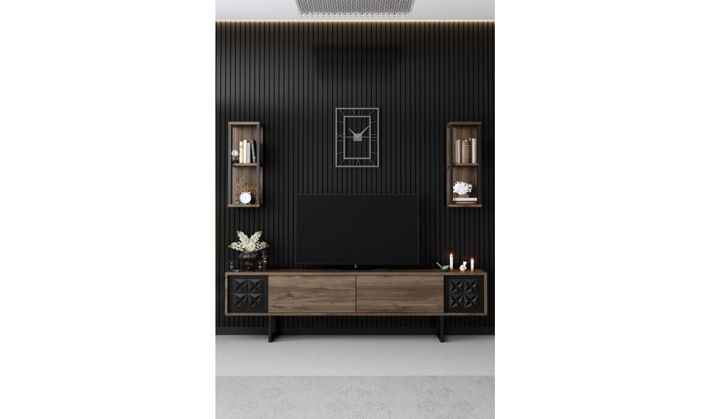 Unitate TV, Black Line, NucNegru, 180 x 18 x 30 cm