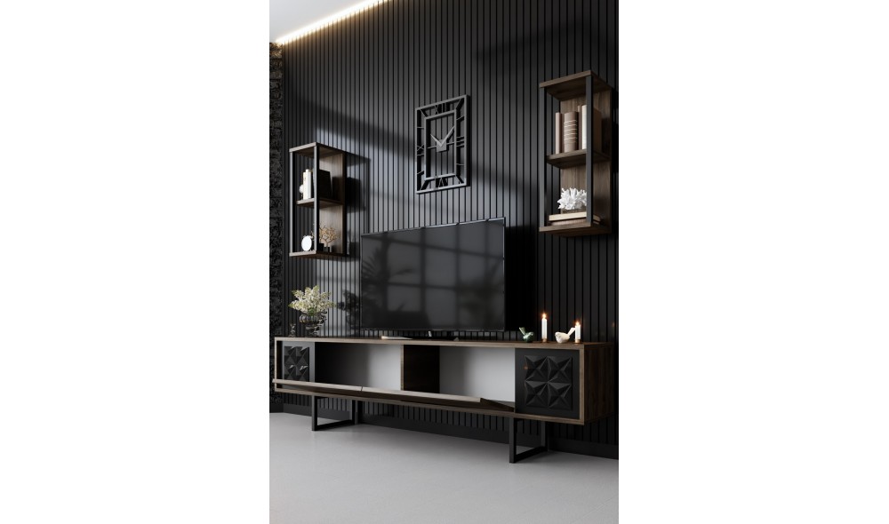 Unitate TV, Black Line, NucNegru, 180 x 18 x 30 cm