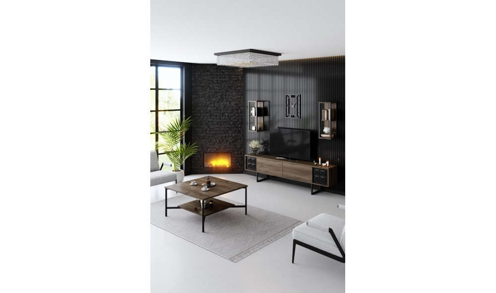 Unitate TV, Black Line, NucNegru, 180 x 18 x 30 cm