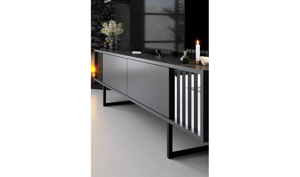 Unitate TV, Chrome Line, AntracitNegru, 180 x 18 x 30 cm