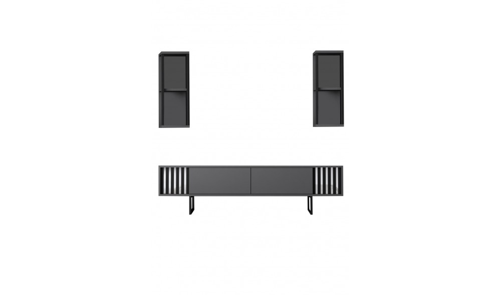 Unitate TV, Chrome Line, AntracitNegru, 180 x 18 x 30 cm