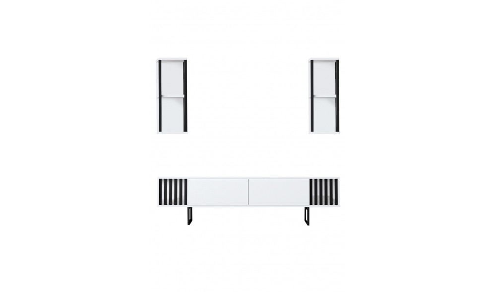 Unitate TV, Chrome Line, AlbNegru, 180 x 18 x 30 cm