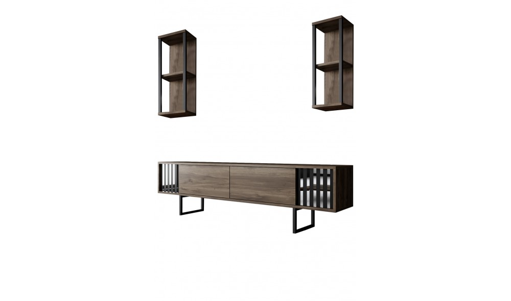 Unitate TV, Chrome Line, NucNegru, 180 x 18 x 30 cm