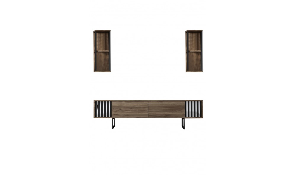 Unitate TV, Chrome Line, NucNegru, 180 x 18 x 30 cm