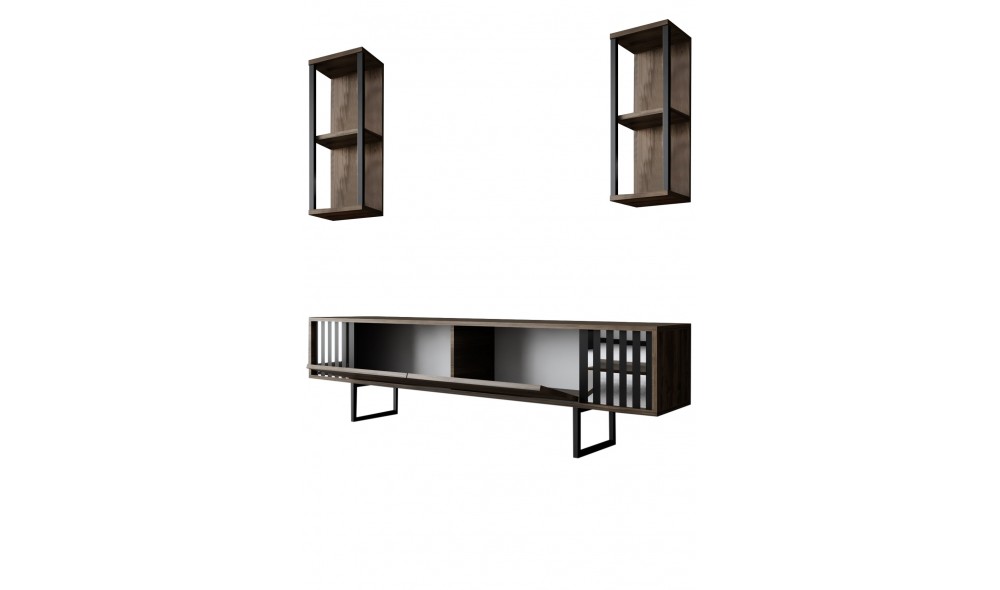 Unitate TV, Chrome Line, NucNegru, 180 x 18 x 30 cm