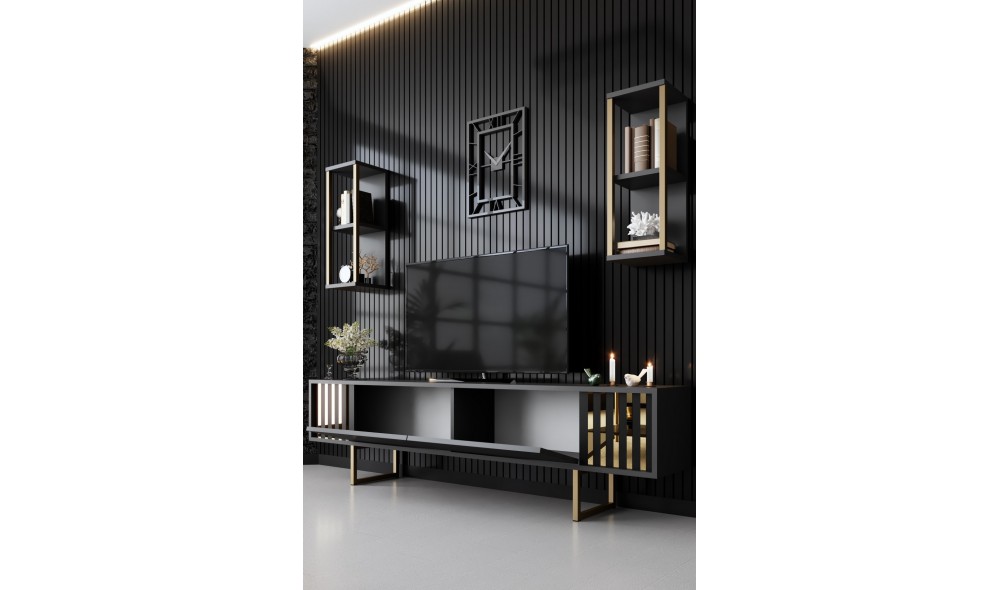 Unitate TV, Gold Line, AntracitNegru, 180 x 18 x 30 cm