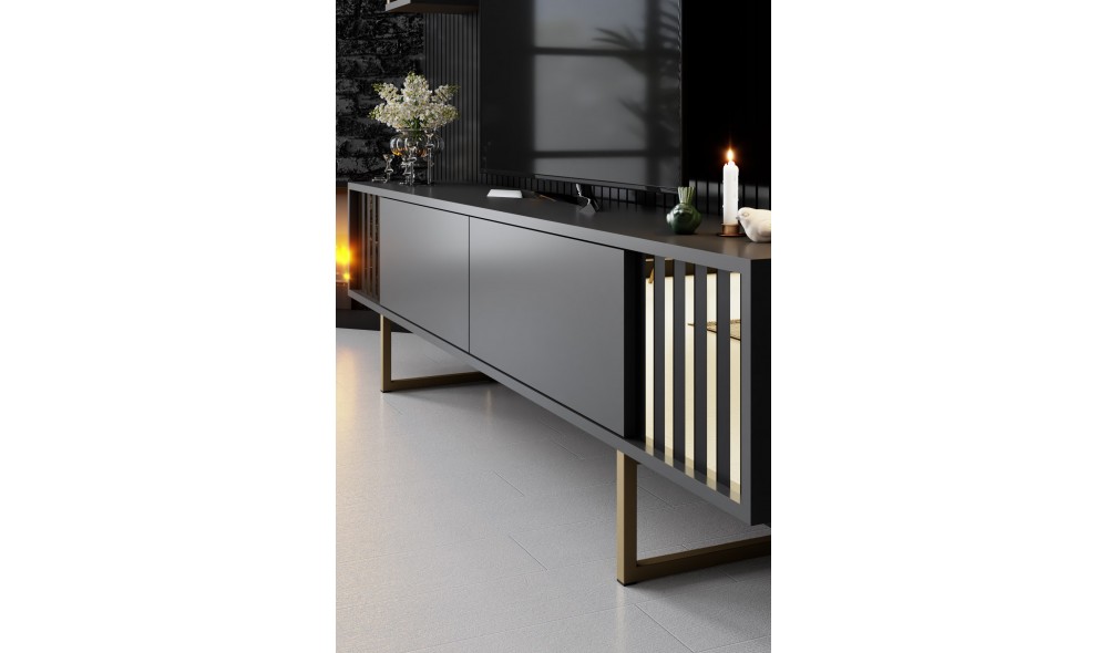 Unitate TV, Gold Line, AntracitNegru, 180 x 18 x 30 cm