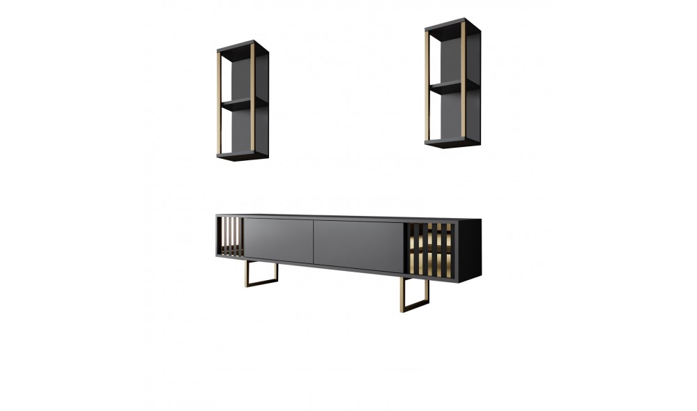 Unitate TV, Gold Line, AntracitNegru, 180 x 18 x 30 cm