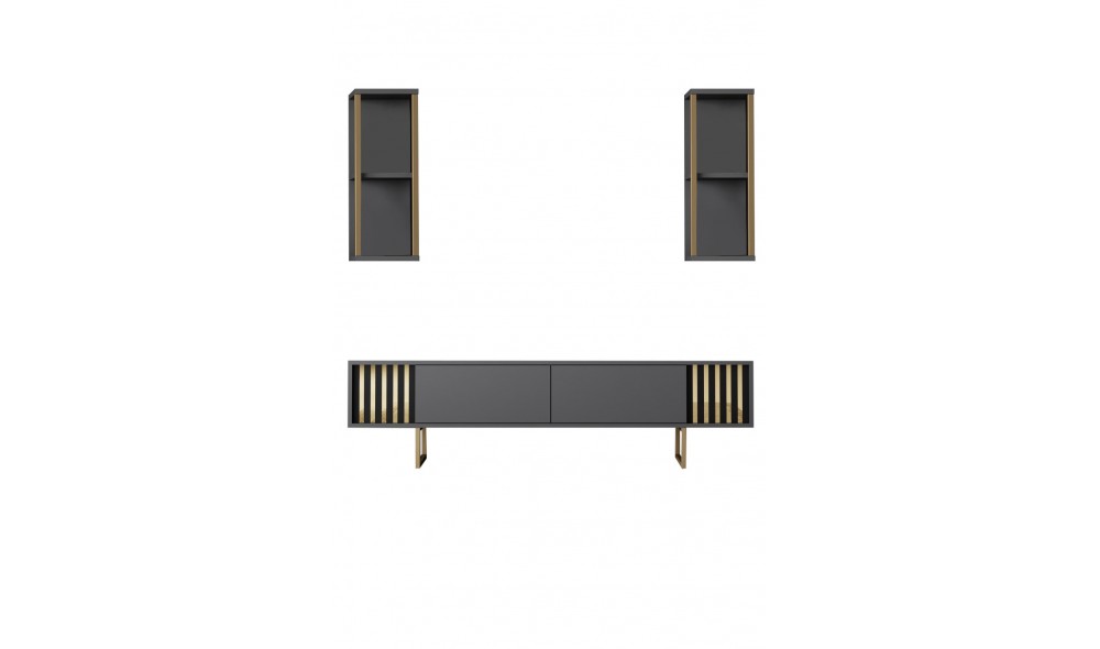 Unitate TV, Gold Line, AntracitNegru, 180 x 18 x 30 cm