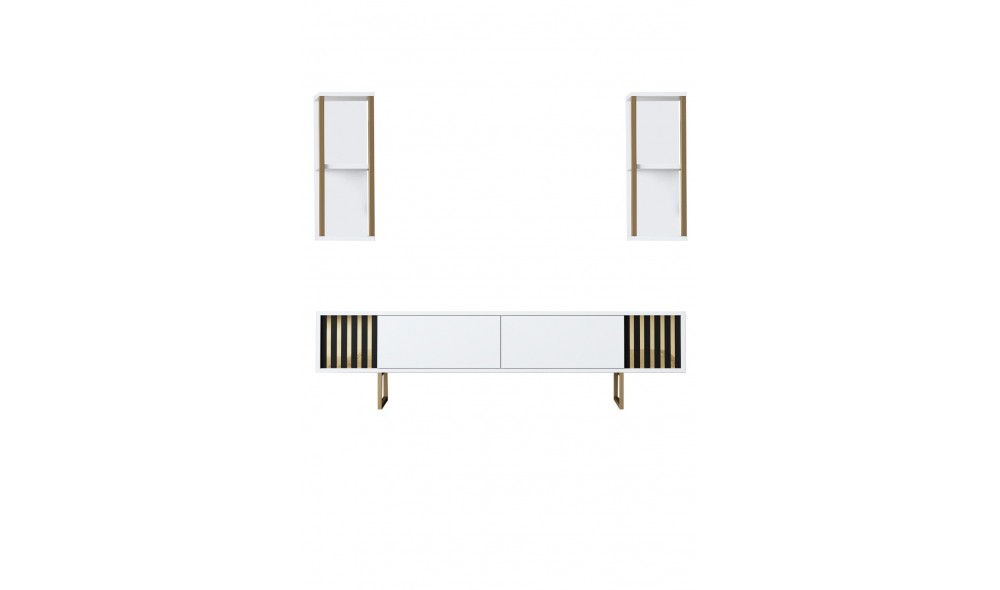 Unitate TV, Gold Line, AlbNegru, 180 x 18 x 30 cm