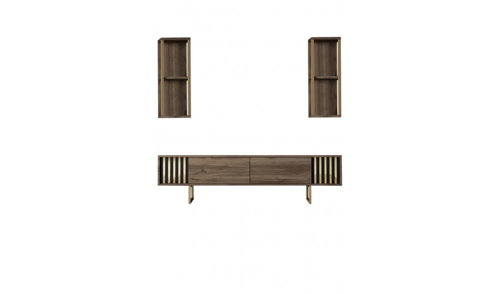 Unitate TV, Gold Line, NucNegru, 180 x 18 x 30 cm