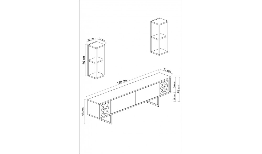 Unitate TV, Gold Line, NucNegru, 180 x 18 x 30 cm