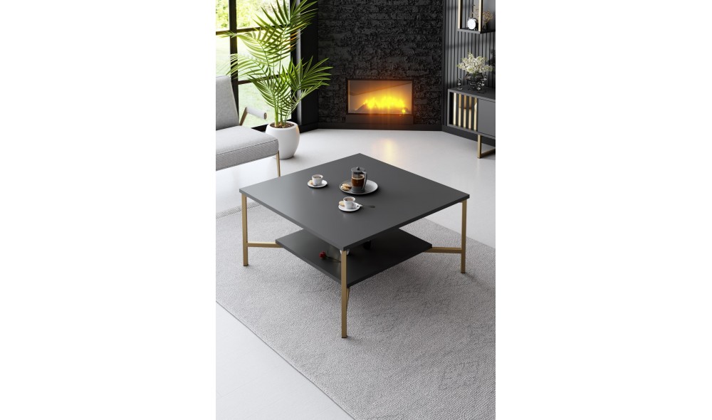 Masuta de cafea, Gold Line, AntracitNegru, 80 x 40 x 80 cm