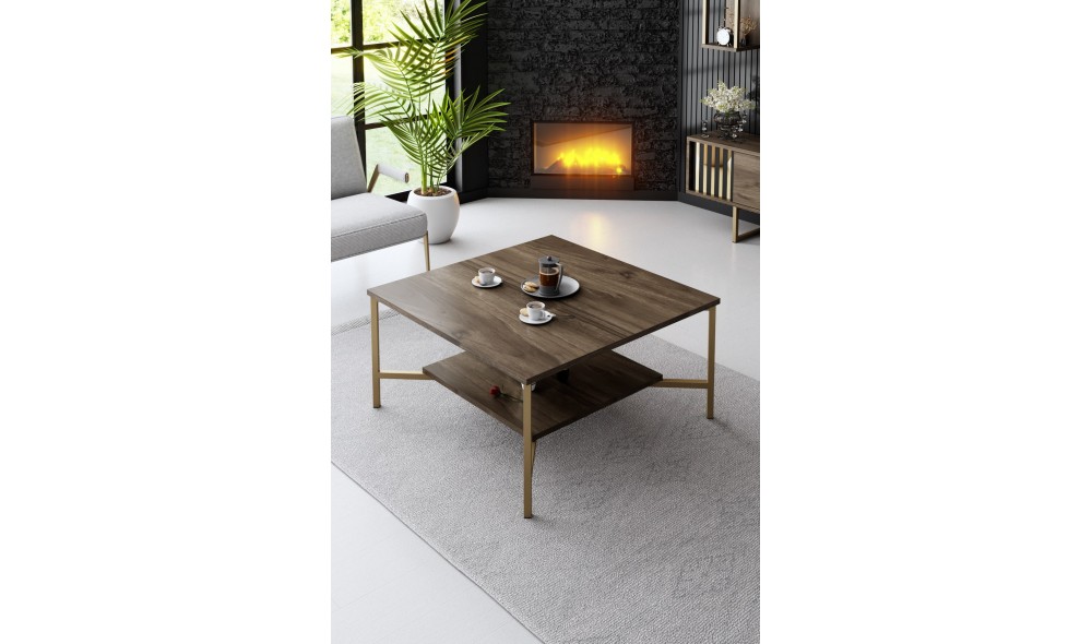 Masuta de cafea, Gold Line, NucNegru, 80 x 40 x 80 cm