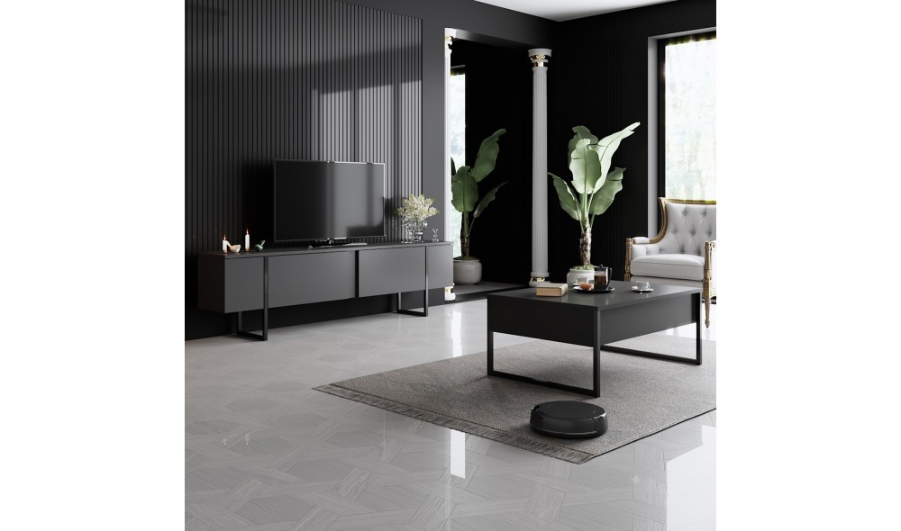 Set Mobila Sufragerie, Luxe Set, AntracitNegru, 180 x 47 x 30 cm