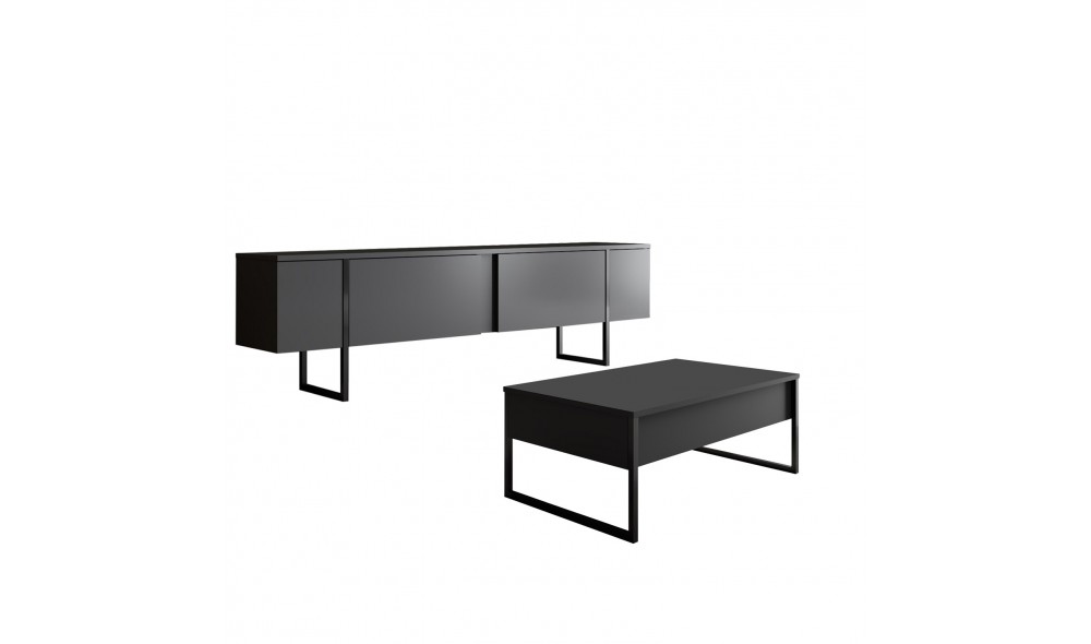Set Mobila Sufragerie, Luxe Set, AntracitNegru, 180 x 47 x 30 cm
