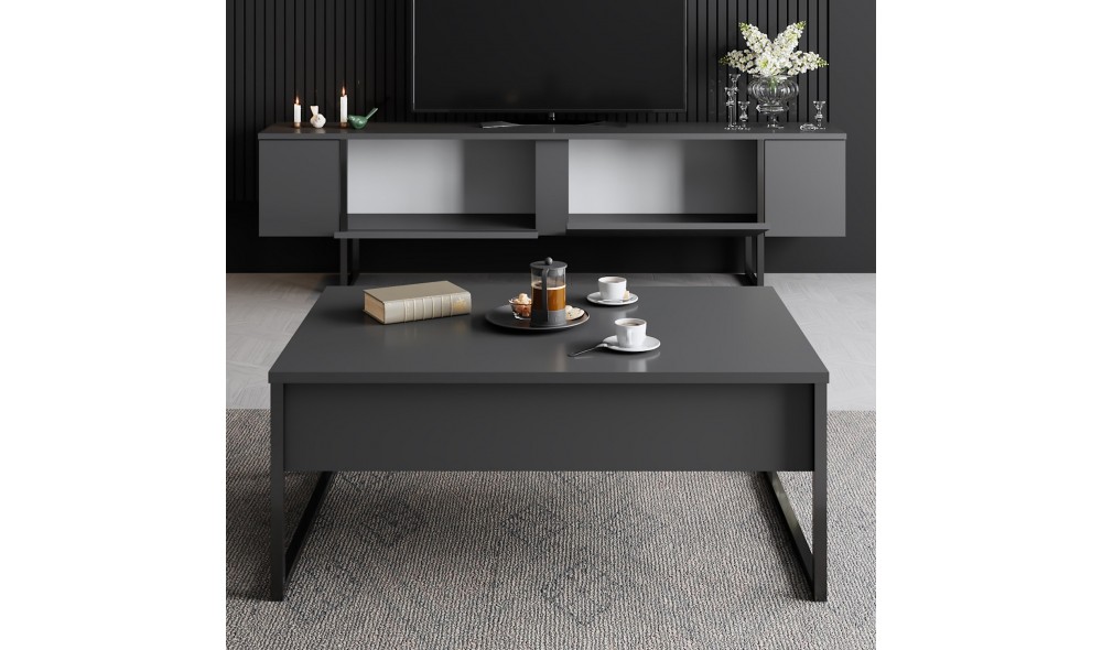 Set Mobila Sufragerie, Luxe Set, AntracitNegru, 180 x 47 x 30 cm