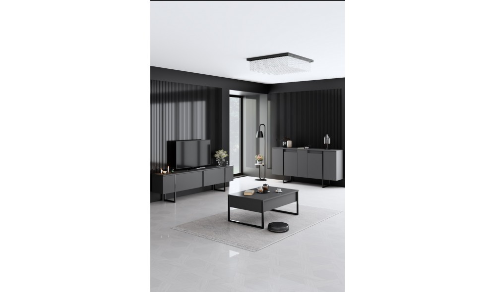 Consola, Luxe, AntracitNegru, 160 x 80 x 35 cm