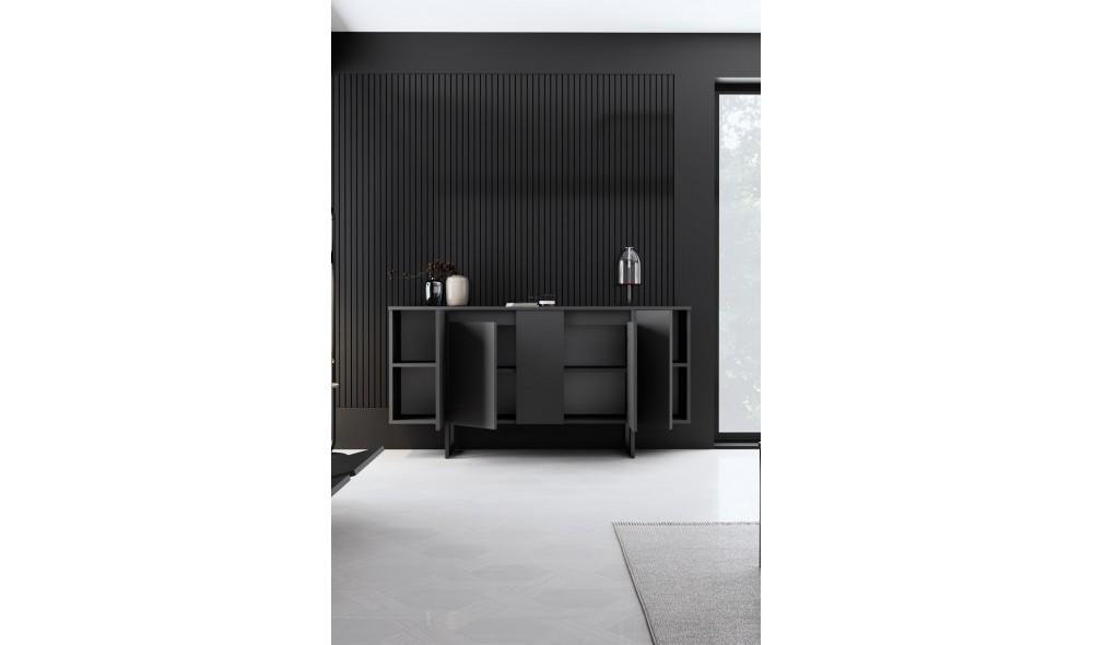 Consola, Luxe, AntracitNegru, 160 x 80 x 35 cm