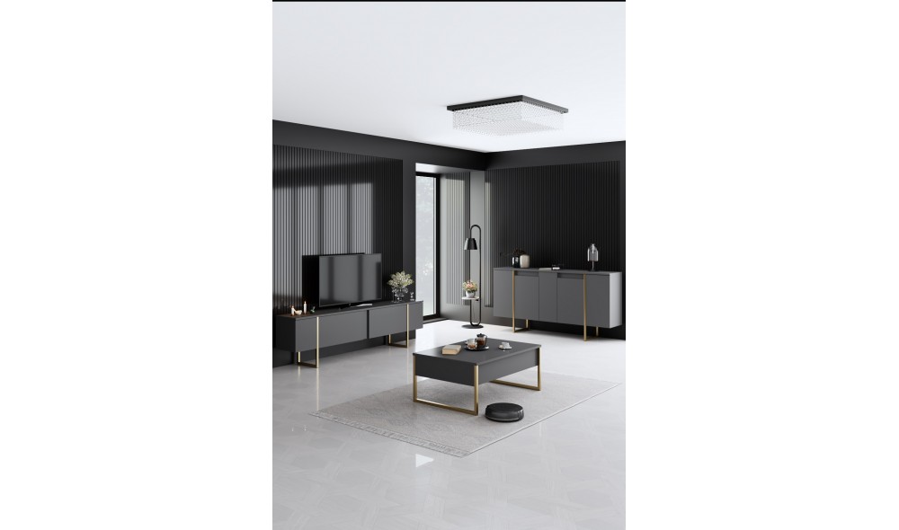 Consola, Luxe, AntracitAur, 160 x 80 x 35 cm