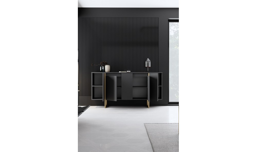 Consola, Luxe, AntracitAur, 160 x 80 x 35 cm