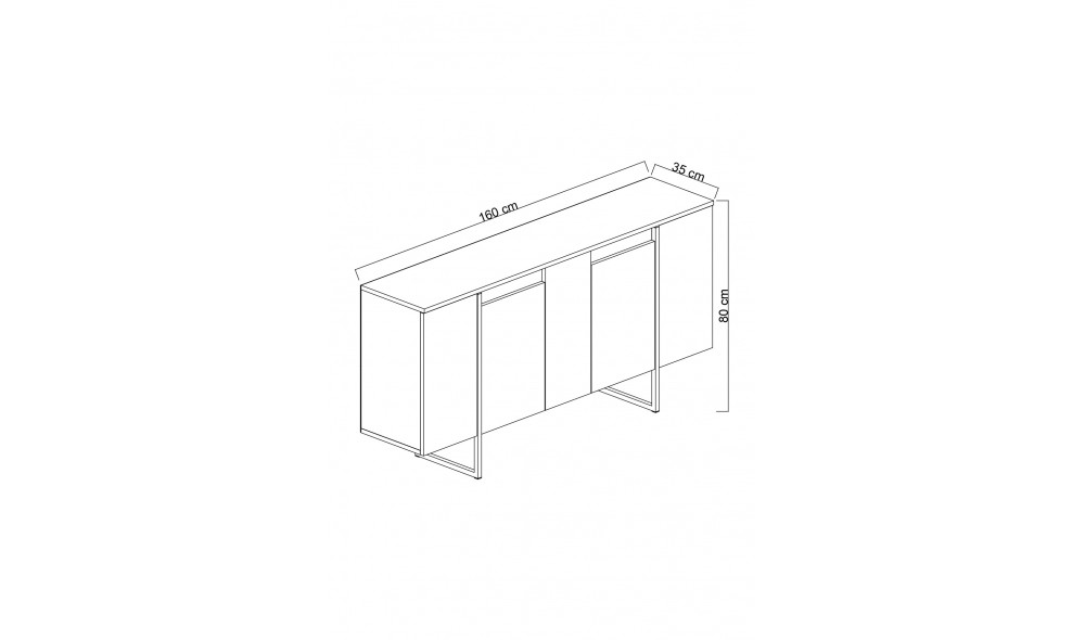 Consola, Luxe, AntracitAur, 160 x 80 x 35 cm