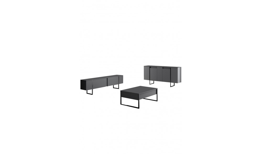 Set Mobila Sufragerie, Luxe, NucNegru, 160 x 80 x 35 cm