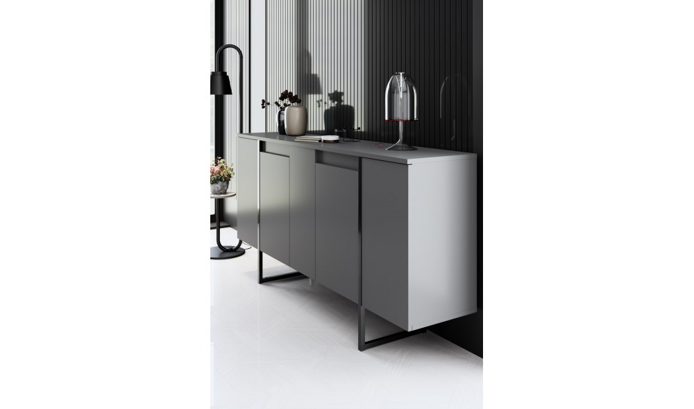 Set Mobila Sufragerie, Luxe, NucNegru, 160 x 80 x 35 cm