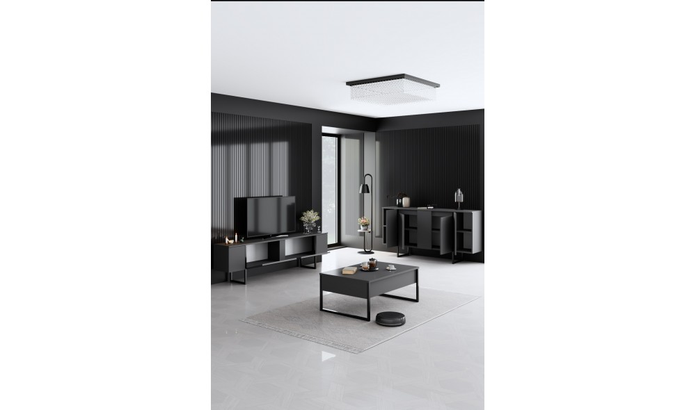 Set Mobila Sufragerie, Luxe, NucNegru, 160 x 80 x 35 cm