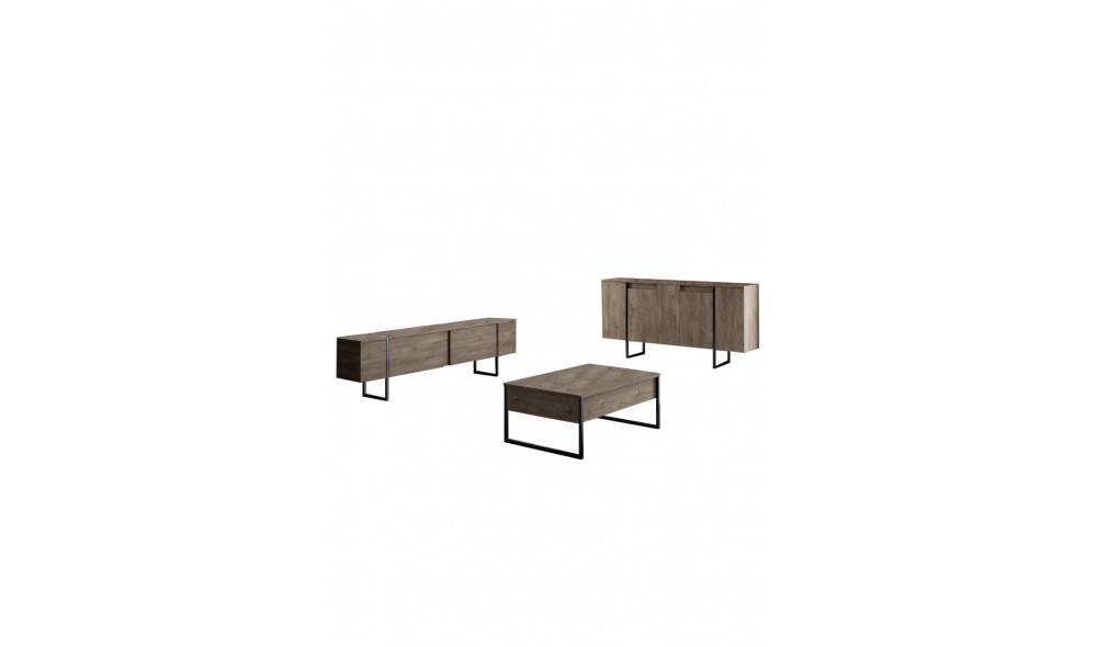 Set Mobila Sufragerie, Luxe, NucNegru, 160 x 80 x 35 cm