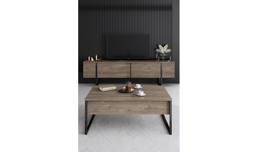 Set Mobila Sufragerie, Luxe, NucNegru, 160 x 80 x 35 cm