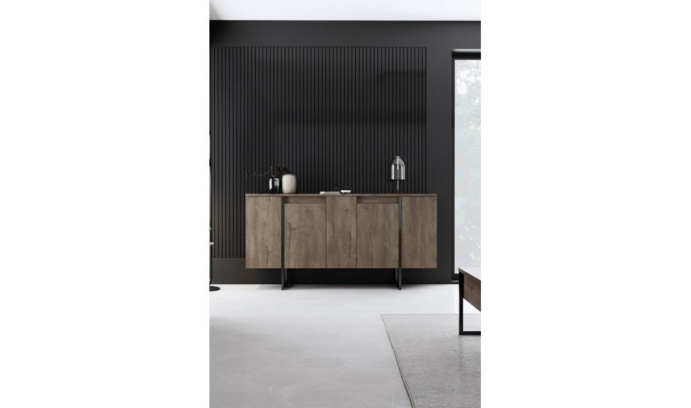 Set Mobila Sufragerie, Luxe, NucNegru, 160 x 80 x 35 cm