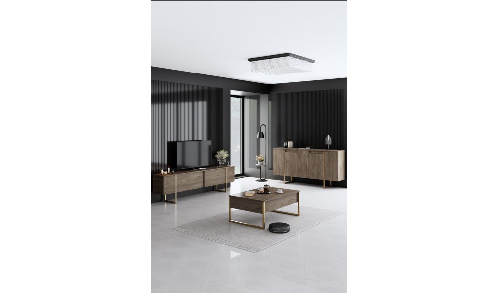 Set Mobila Sufragerie, Luxe, NucAur, 160 x 80 x 35 cm