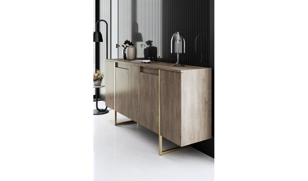 Set Mobila Sufragerie, Luxe, NucAur, 160 x 80 x 35 cm