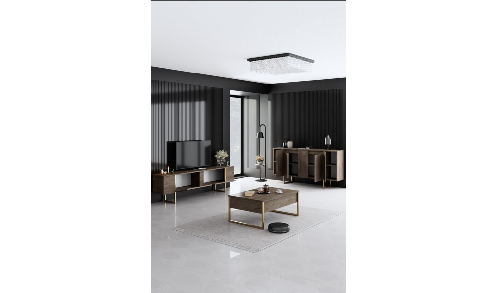 Set Mobila Sufragerie, Luxe, NucAur, 160 x 80 x 35 cm