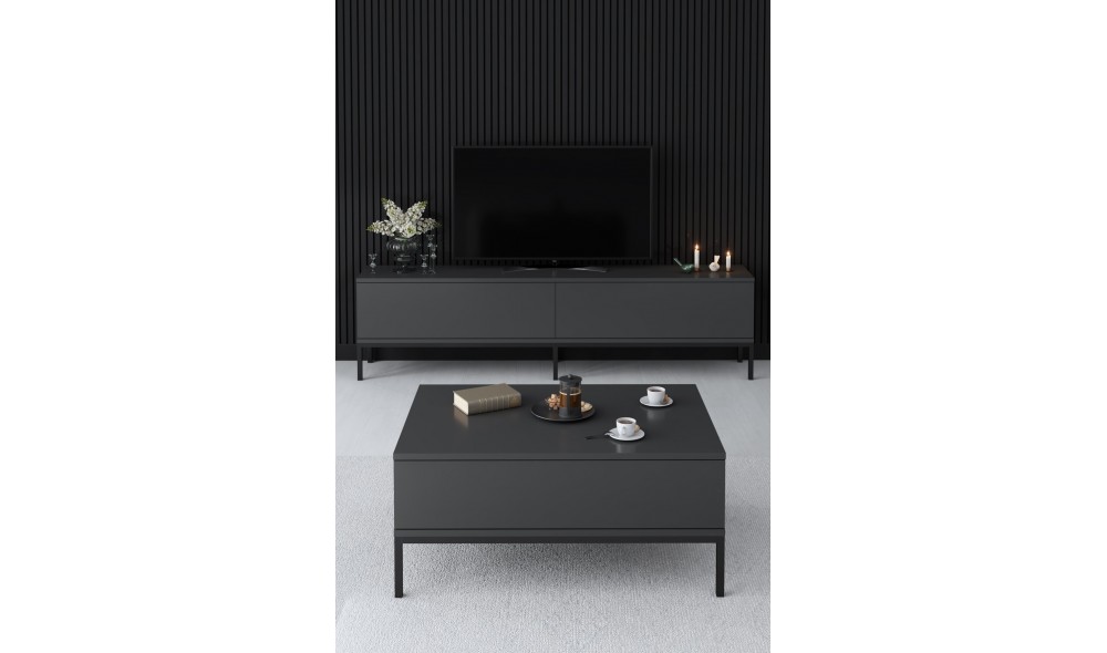 Suport TV, Lord, AntracitNegru, 180 x 47 x 30 cm