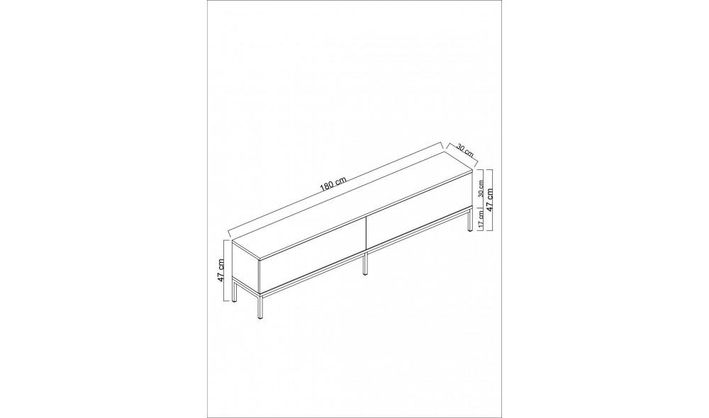 Suport TV, Lord, AntracitNegru, 180 x 47 x 30 cm