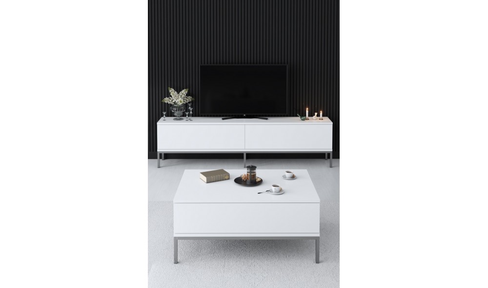 Suport TV, Lord, AlbArgint, 180 x 47 x 30 cm