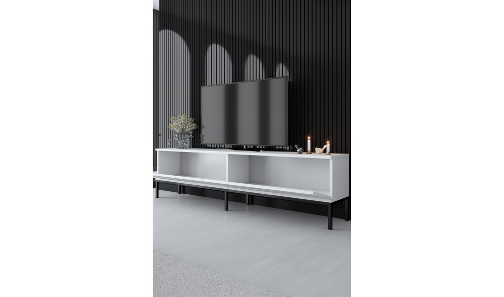 Suport TV, Lord, NegruAlb, 180 x 47 x 30 cm