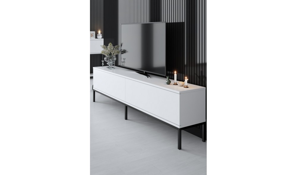 Suport TV, Lord, NegruAlb, 180 x 47 x 30 cm