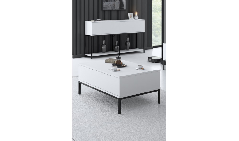 Masuta de cafea, Lord, NegruAlb, 90 x 40 x 60 cm