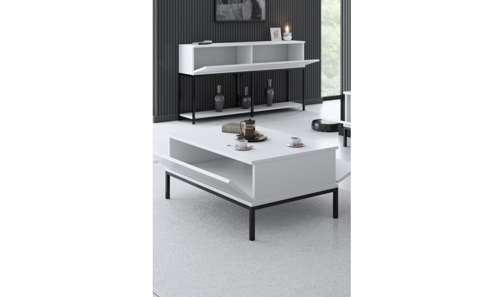 Masuta de cafea, Lord, NegruAlb, 90 x 40 x 60 cm